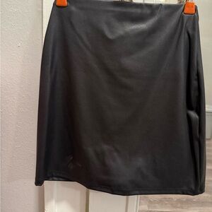 Faux Leather Black Mini Skirt with Shapewear